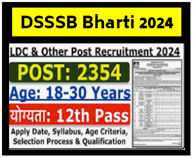 DSSSB Bharti 2024 LDC AG Steno Recruitment कुल पदों की संख्या 2354 पद